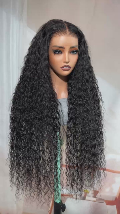Raw Vietnamese Bouncy Curly Glueless Lace Front Wig 300% Density 32inch Wig