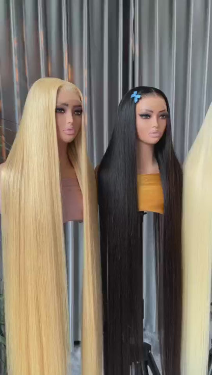 Super Long 50inch 300% Density Natural Black 13x6 HD Lace Front Wig Human Hair
