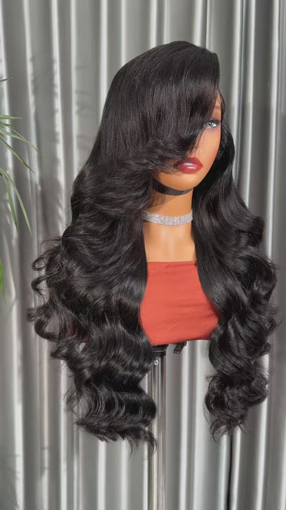Chic Luxe Hair | Layered Cut Pre-Styled Pre-Everything M Hairline With Widow's Peak 13x6 Glueless Wig | 300% Full Density | 100% Human Hair