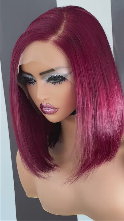 Chic Luxe Hair Pre Styled 99j Burgundy Bob Wig | 13*4 Lace Front | 250% Density | 100% Human Hair