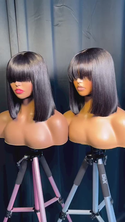 Chic Luxe Hair Short Bob With Bangs Wig | 5x5 Closure | Glueless | 100% Human Hair