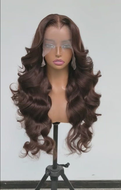 Chic Luxe Hair | Layered Cut Pre-Styled Pre-Everything M Hairline With Chocolate Brown 13x6 Glueless Wig | 300% Full Density | 100% Human Hair