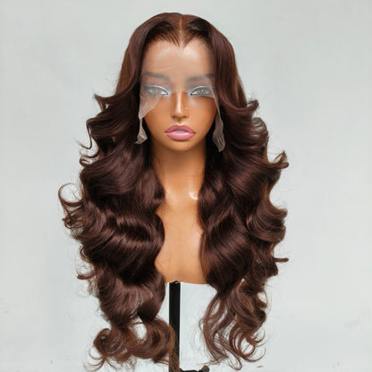 Chic Luxe Hair | Layered Cut Pre-Styled Pre-Everything M Hairline With Chocolate Brown 13x6 Glueless Wig | 300% Full Density | 100% Human Hair