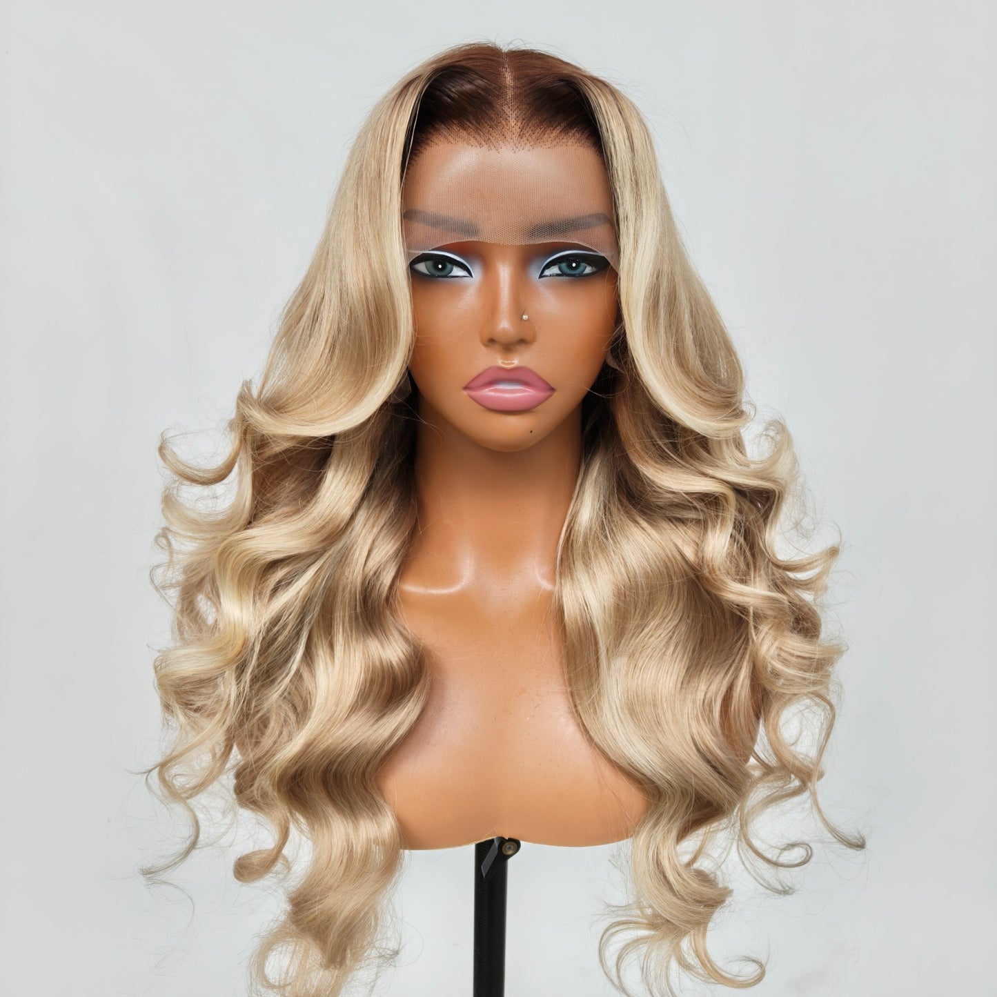 Chic Luxe Hair | Layered Cut Pre-Styled Pre-Everything M Hairline With Blonde Highlights 13x6 Glueless Wig | 300% Full Density | 100% Human Hair