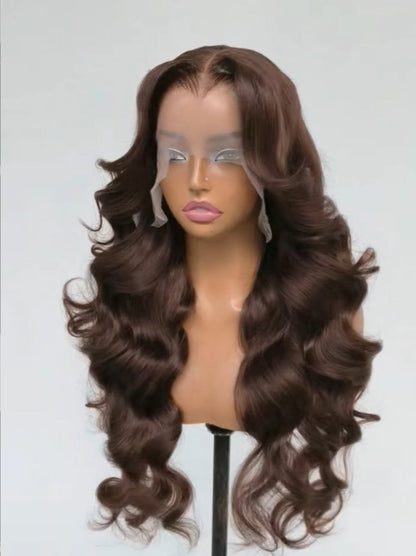 Chic Luxe Hair | Layered Cut Pre-Styled Pre-Everything M Hairline With Chocolate Brown 13x6 Glueless Wig | 300% Full Density | 100% Human Hair