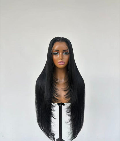 Chic Luxe Hair | Layered Cut Pre-Styled Pre-Everything M Hairline 13x6 Glueless Wig | 300% Full Density | 100% Human Hair