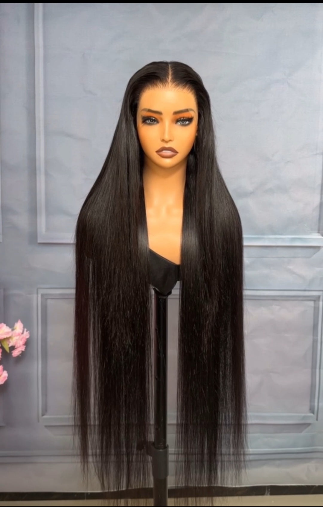 Super Long 50inch 300% Density Natural Black 13x6 HD Lace Front Wig Human Hair