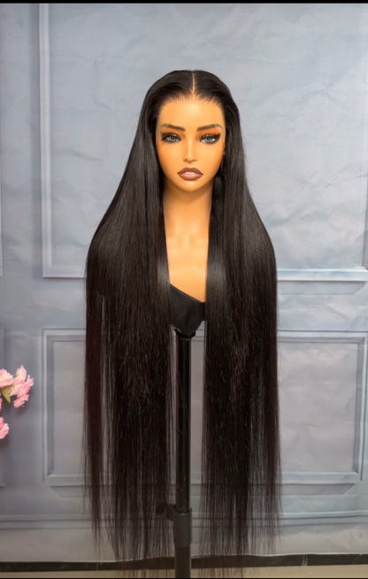 Super Long 50inch 300% Density Natural Black 13x6 HD Lace Front Wig Human Hair