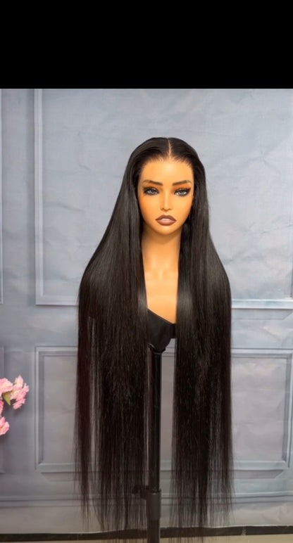 Super Long 50inch 300% Density Natural Black 13x6 HD Lace Front Wig Human Hair