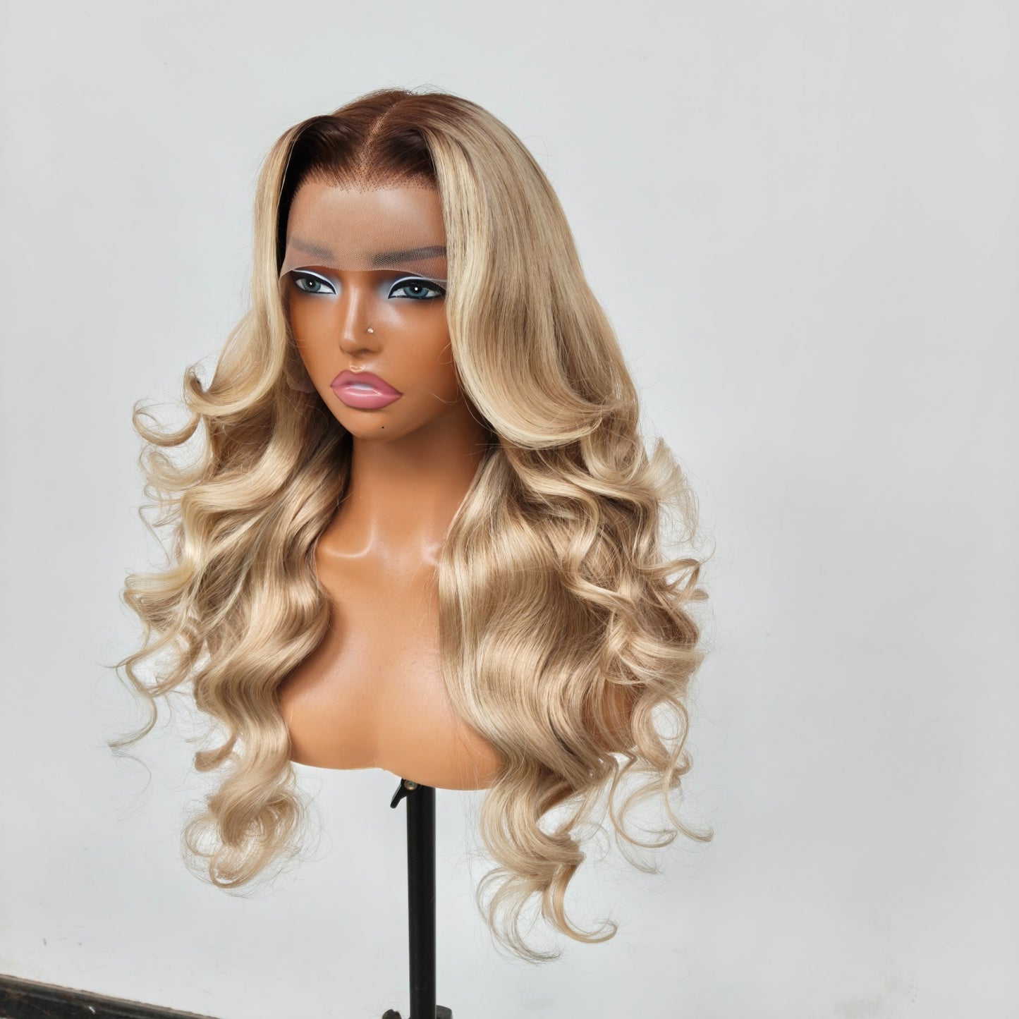 Chic Luxe Hair | Layered Cut Pre-Styled Pre-Everything M Hairline With Blonde Highlights 13x6 Glueless Wig | 300% Full Density | 100% Human Hair