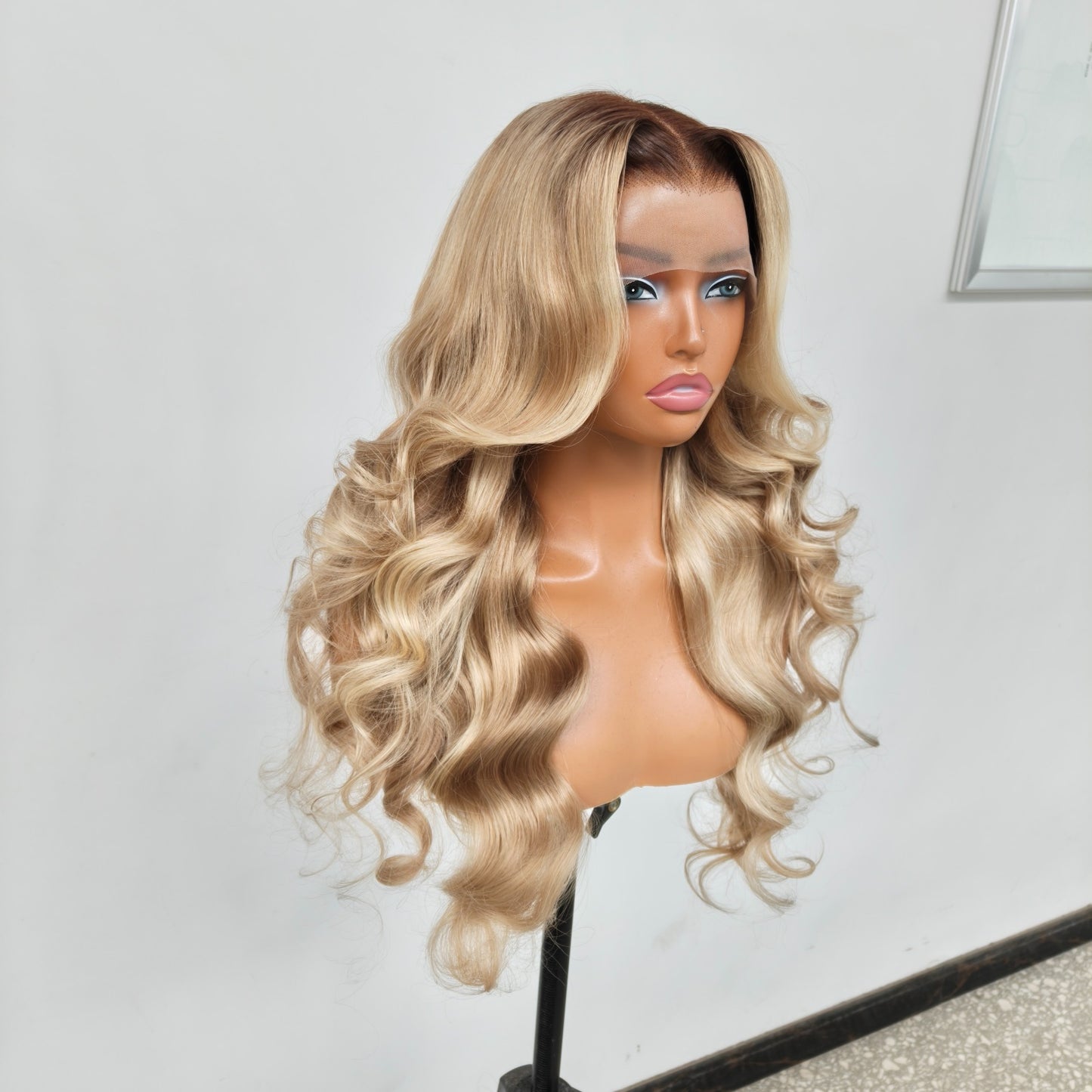 Chic Luxe Hair | Layered Cut Pre-Styled Pre-Everything M Hairline With Blonde Highlights 13x6 Glueless Wig | 300% Full Density | 100% Human Hair