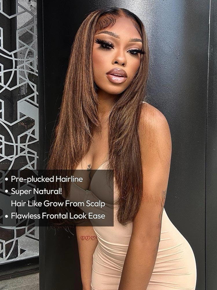Human Hair Glueless Ready To Wear Layered Cut 250% Density  Highlight Wig