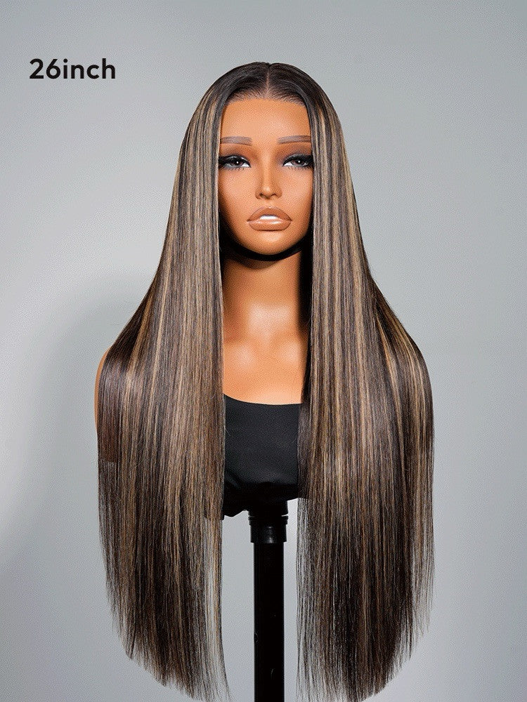 Human Hair Glueless Lace Front Highlight Balayage Piano 250% Density Wig