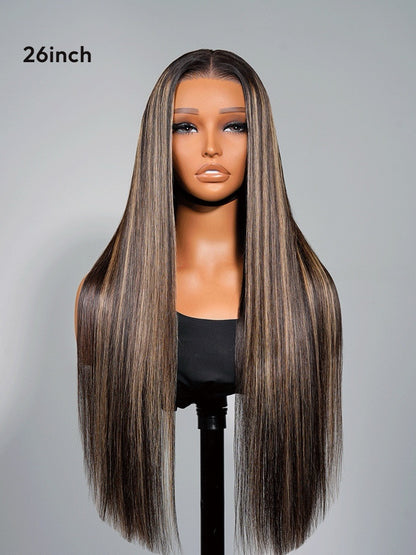 Human Hair Glueless Lace Front Highlight Balayage Piano 250% Density Wig
