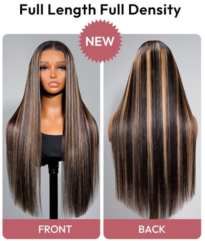 Human Hair Glueless Lace Front Highlight Balayage Piano 250% Density Wig