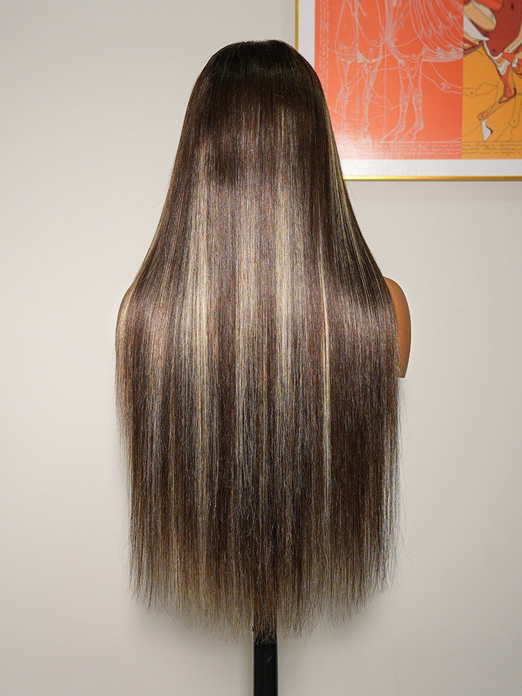 Human Hair Glueless Lace Front Highlight Customised Colour 250% Density Wig