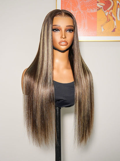 Human Hair Glueless Lace Front Highlight Customised Colour 250% Density Wig