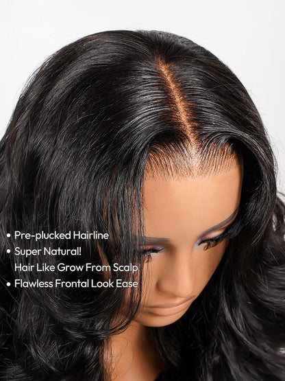 Human Hair Glueless Ready To Wear Layered Cut 250% Density  Wavy Wig