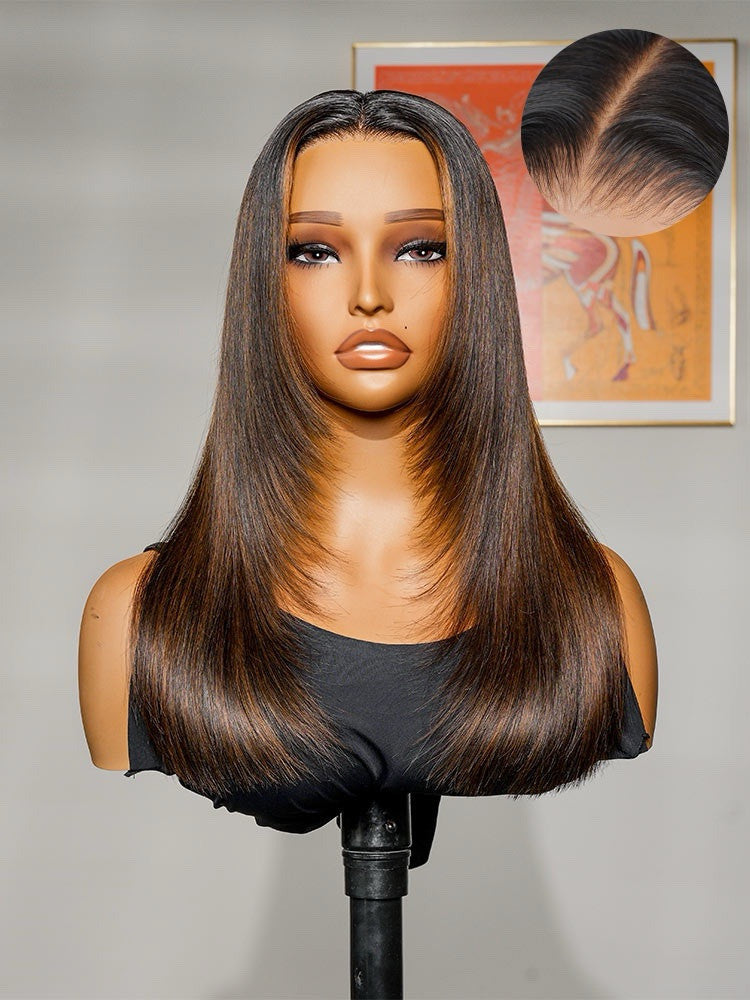 Human Hair Glueless Ready To Wear Layered Cut 250% Density  Highlight Wig