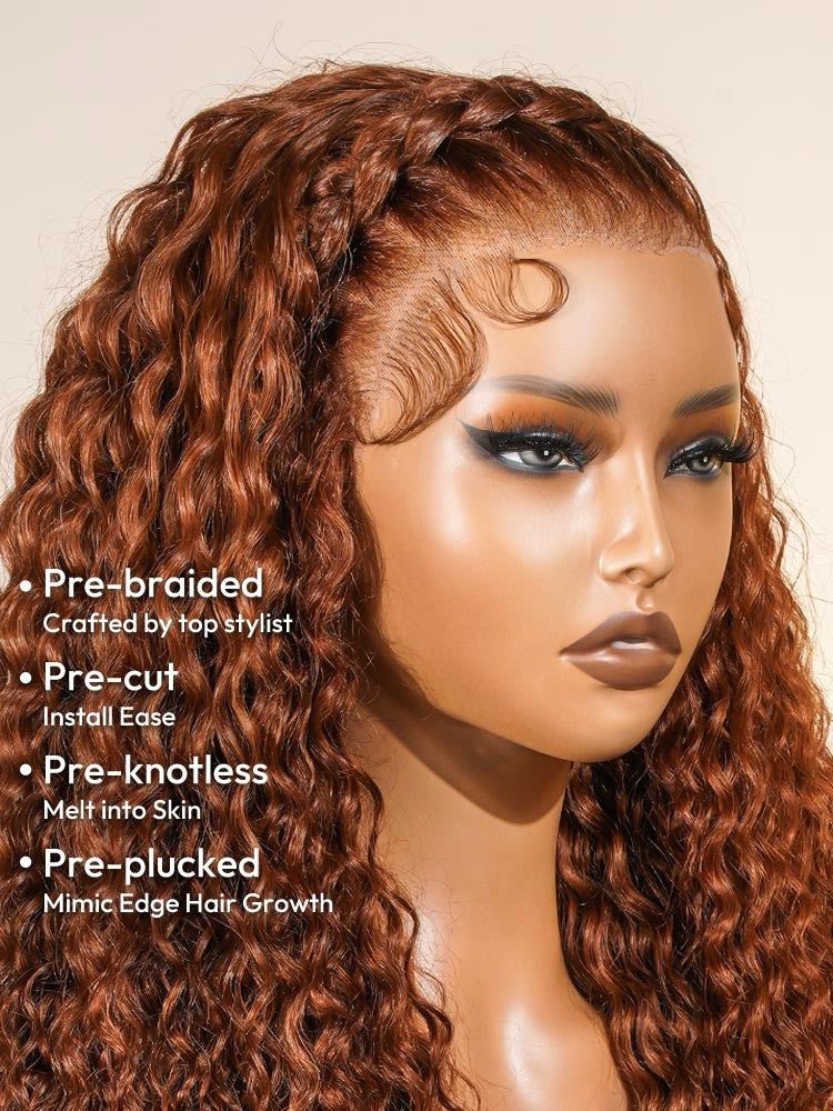 Human Hair Glueless Pre Styled Ready To Wear Lace Front 250% Density Curly Wig