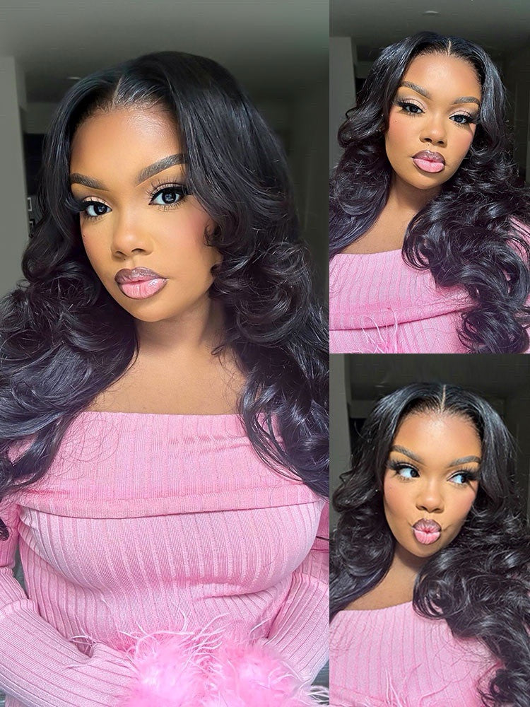 Human Hair Glueless Ready To Wear Layered Cut 250% Density  Wavy Wig