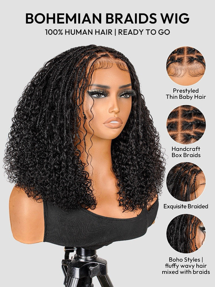 Human Hair Glueless Pre Styled Ready To Wear Lace Front 250% Density Curly Wig