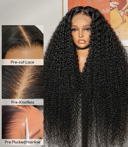 Human Hair Glueless Ready To  Wear Curly Luxurious 250% Full Density Long Wig