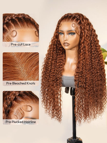 Human Hair Glueless Pre Styled Ready To Wear Lace Front 250% Density Curly Wig