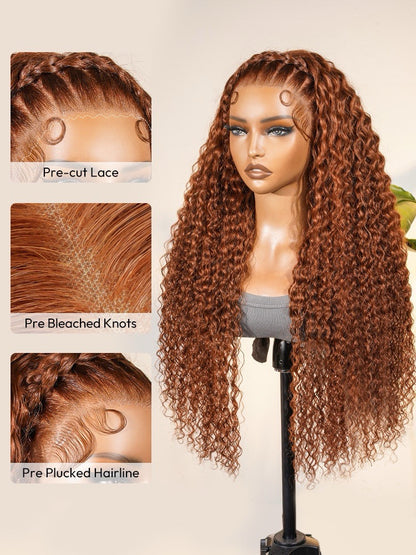 Human Hair Glueless Pre Styled Ready To Wear Lace Front 250% Density Curly Wig